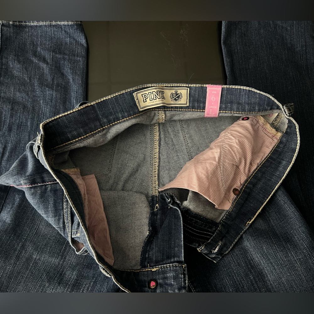 PINK Victoria's Secret Dark Blue Straight Leg Jeans - Picture 6 of 16
